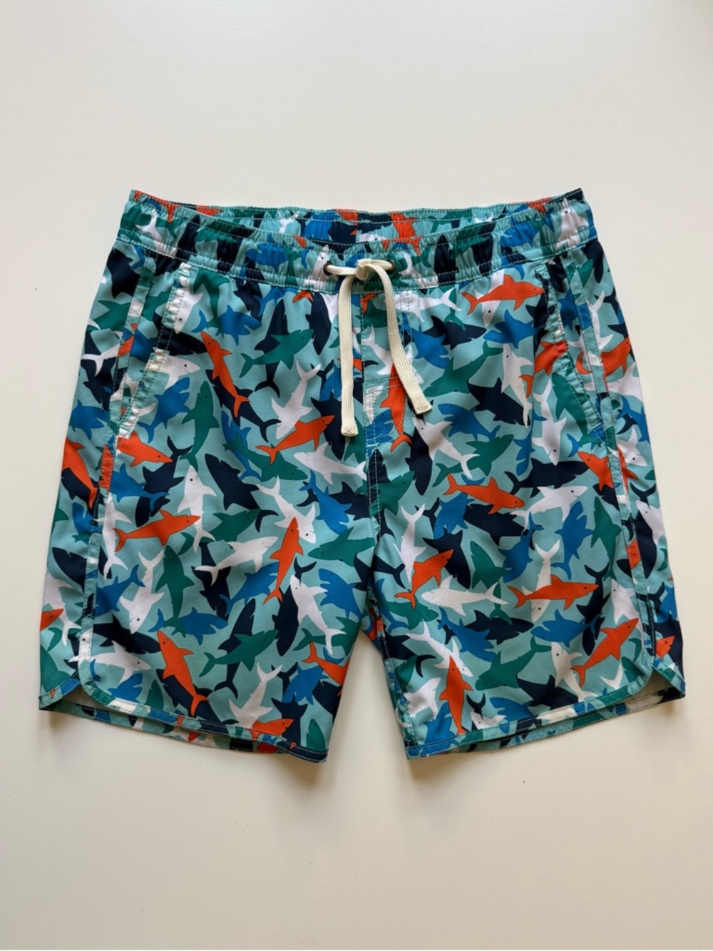 Fair Harbor Boys Anchor Swim Trunk, Reef Sharks - Size M (7-8)